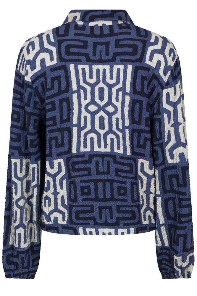 ISA FABRIC PRINTED BLOUSE 231 0008-0015 NAVY/BLUE