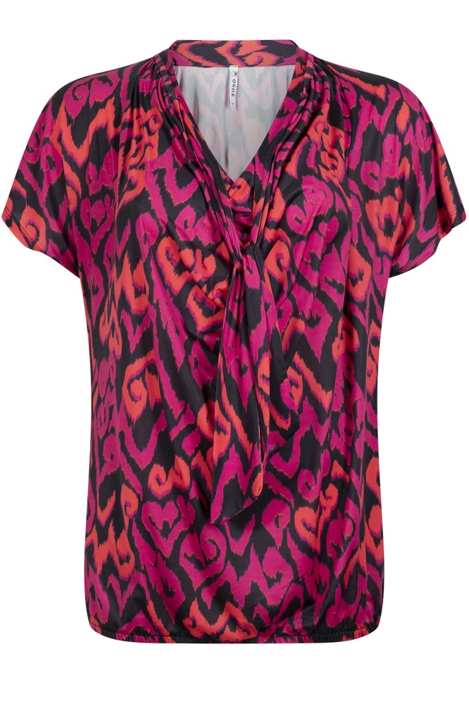 HELMA PRINTED BLOUSE 231 0008-0138 NAVY/MAGENTA