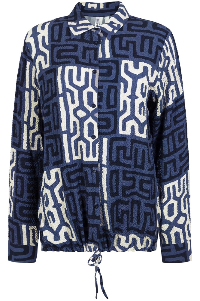 CHARLY  PRINTED BLOUSE 231 0008-0015 NAVY BLUE
