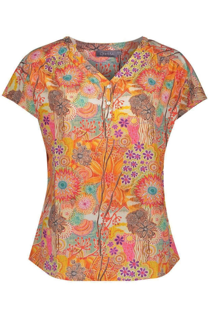 TOP MULTI FLOWER PRINT 33057 81 Orange/Pink multi