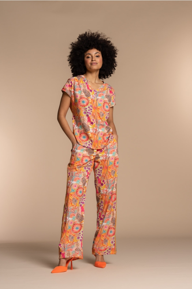 TOP MULTI FLOWER PRINT 33057 81 Orange/Pink multi
