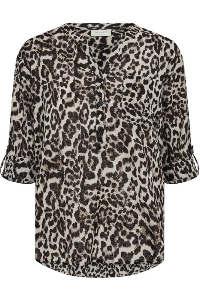 FQOSIA BLOUSE 202117 SILVER MINK W BLACK