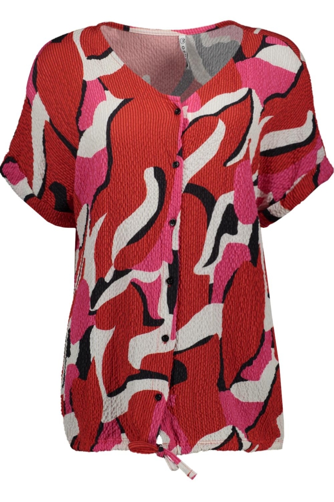 JENNA FANTASY FABRIC BLOUSE 232 1280 6000 FIERY RED MULTI