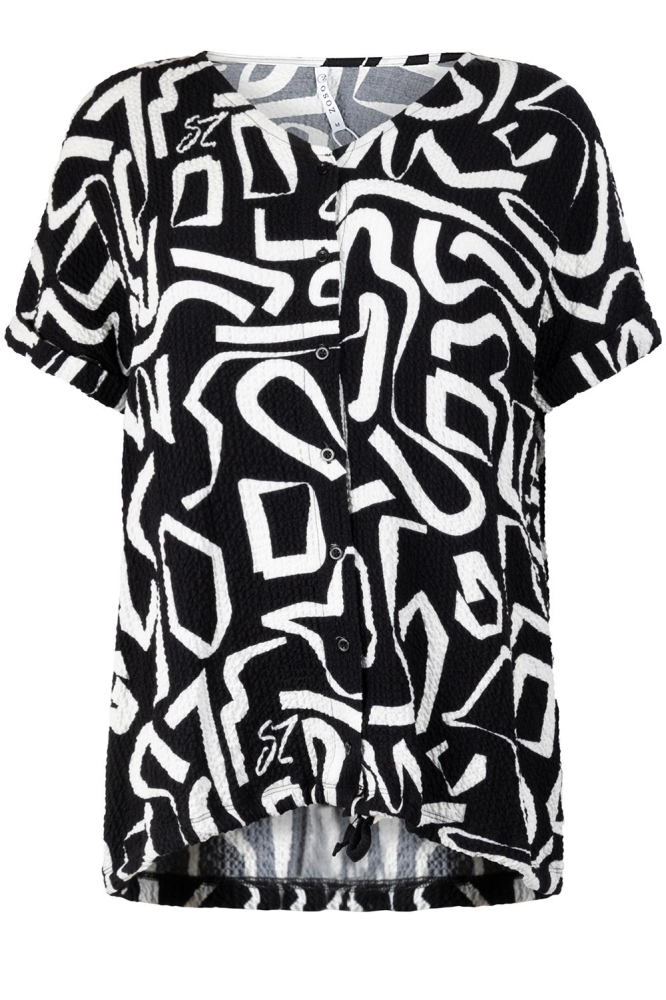 JENNA FANTASY FABRIC BLOUSE 232 0000 0016 BLACK WHITE