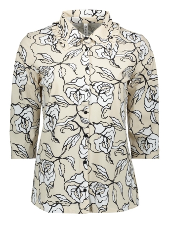 Zoso Blouse MANDY PRINTED TRAVEL BLOUSE 232 0016 1290 WHITE BLACK SAND
