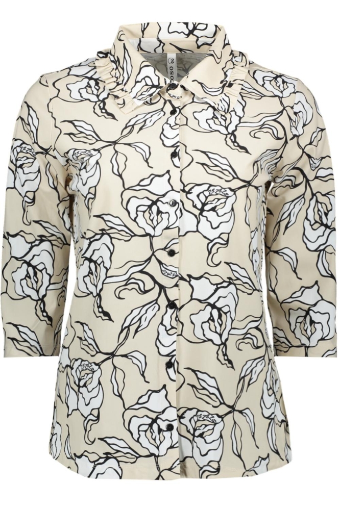 MANDY PRINTED TRAVEL BLOUSE 232 0016 1290 WHITE BLACK SAND
