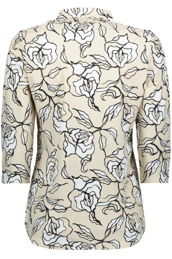 MANDY PRINTED TRAVEL BLOUSE 232 0016 1290 WHITE BLACK SAND