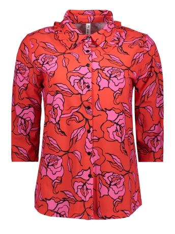 Zoso Blouse MANDY PRINTED TRAVEL BLOUSE 232 1280 1295 FIERY RED PINK BLACK