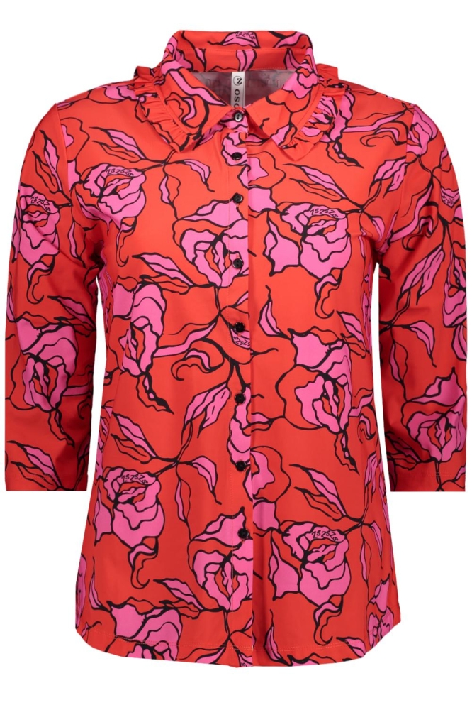 MANDY PRINTED TRAVEL BLOUSE 232 1280 1295 FIERY RED PINK BLACK