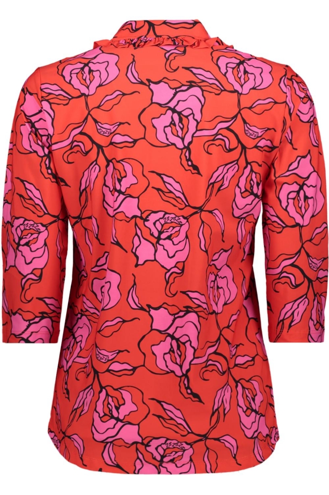 MANDY PRINTED TRAVEL BLOUSE 232 1280 1295 FIERY RED PINK BLACK