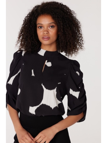 Juffrouw Jansen Blouse HARPER W23 WBP124 TOP PRINT 000026 WINTER WHITE BLACK