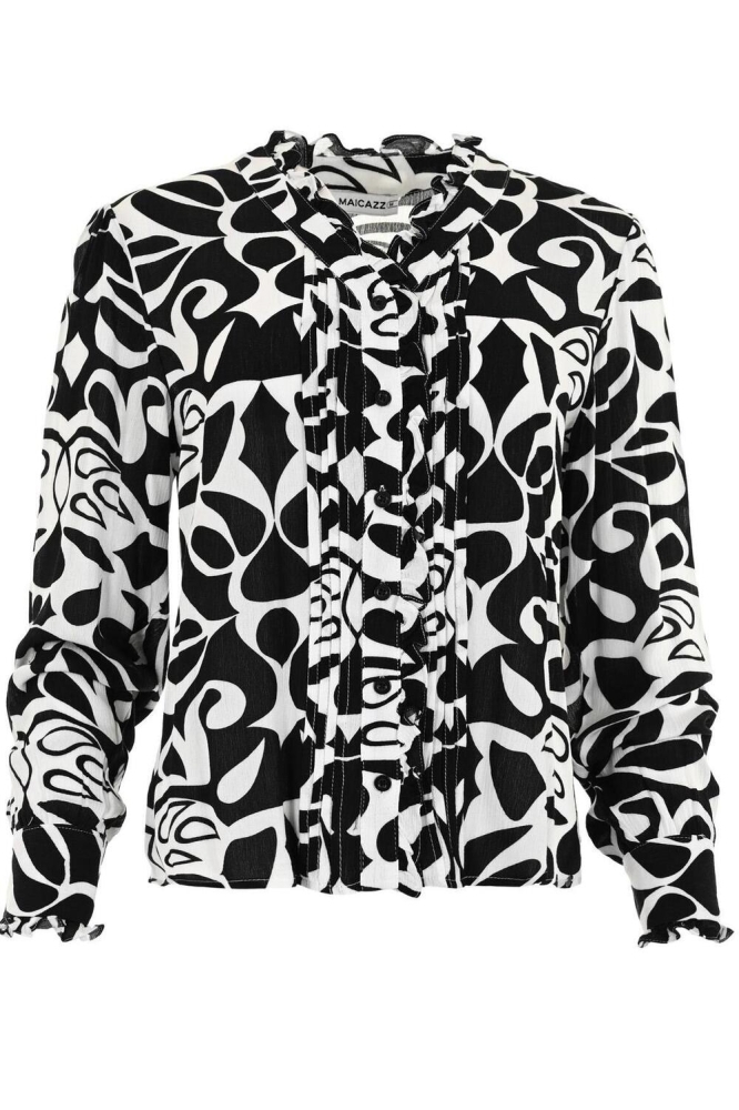 FARRAH BLOUSE FA23 20 023 BLACK WHITE D1