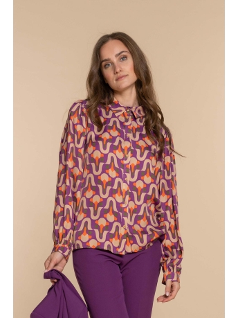 Geisha Blouse BLOUSE MET VINTAGE PRINT 33644 20 Purple/Coral combi