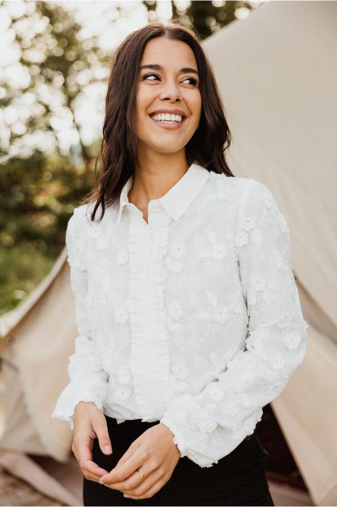 WOVEN BRODERIE ANGLAISE BLOUSE HALLY 14 WHITE