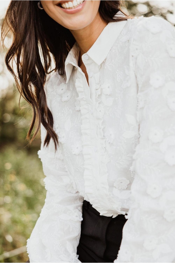 WOVEN BRODERIE ANGLAISE BLOUSE HALLY 14 WHITE
