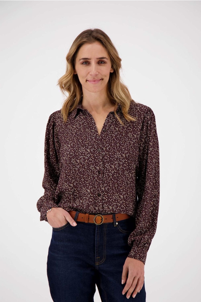 BLOUSE MET WIJDE MOUWEN 0304 041 7033 CHOCOLADEBRUIN