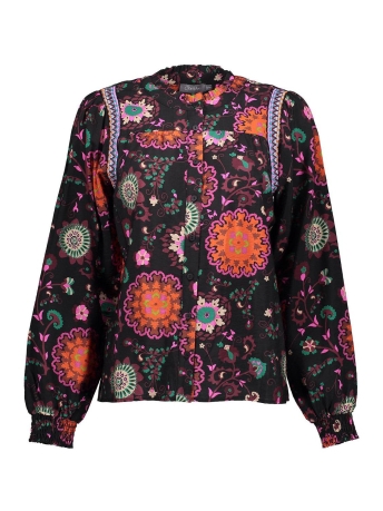 Geisha Blouse BLOEMEN PRINT BLOUSE 33691 20 BLACK/BURGUNDYPINK COMBI