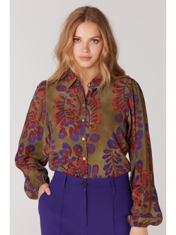 Juffrouw Jansen Blouse BLOUSE PRINT GRACE W23 WOP722 000253 MULTI GREEN