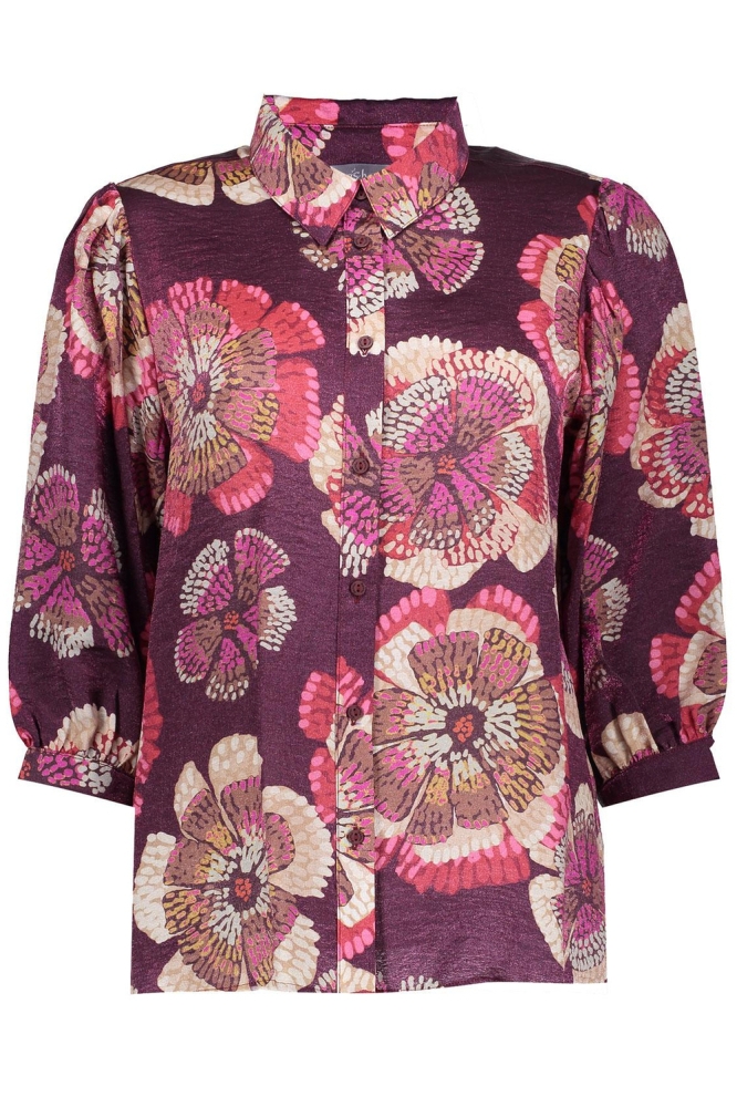 BLOUSE MET BLOEMENPRINT 33648 20 Burgundy/Pink combi