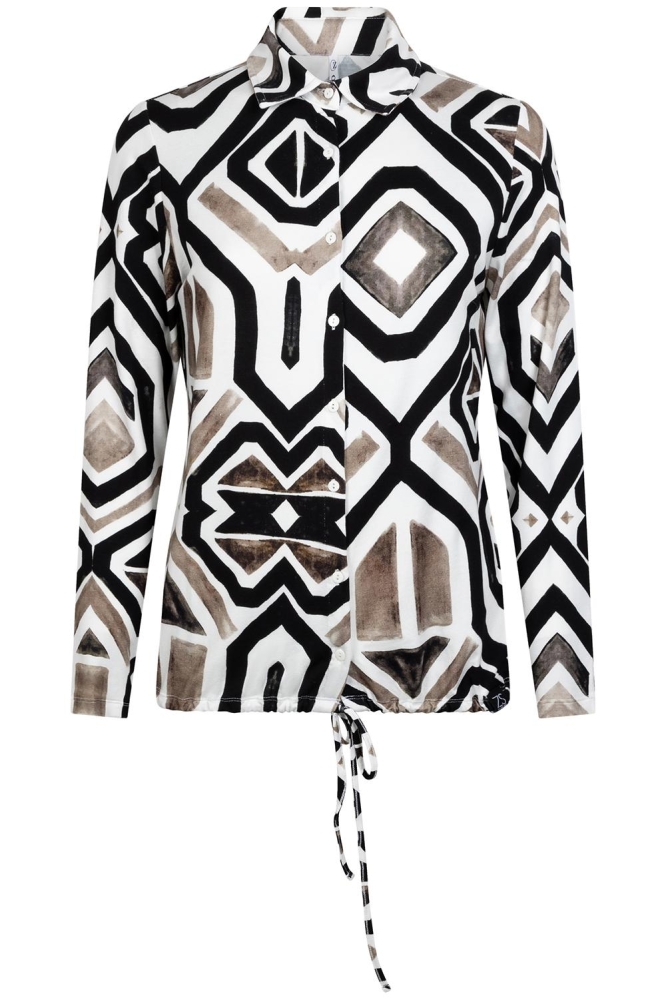 JUDITH PRINTED VISCOSEBLOUSE 234 0005 0009 OFF WHITE TAUPE