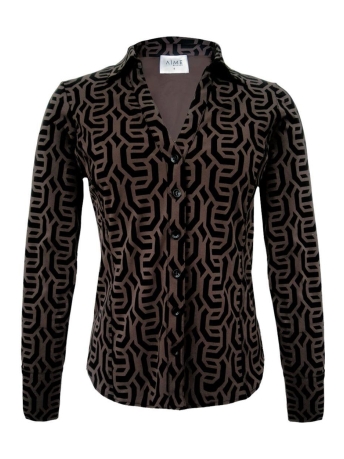 Aime Balance Blouse HAILEY BLOUSE AT07 05351 357 2 KEYCHAIN ESPRESSO PRINT