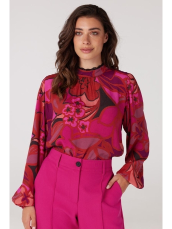 Juffrouw Jansen Blouse GITTA W23 WFP105 BLOUSE 000318 MULTI FUCHSIA
