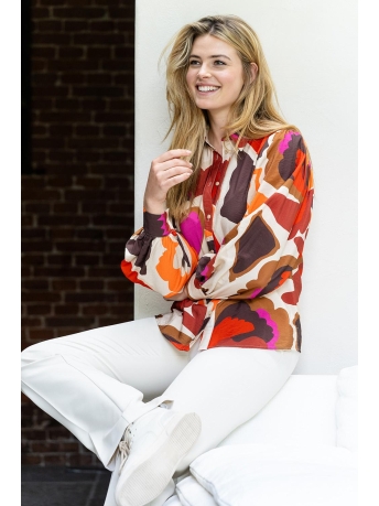 Geisha Blouse BLOUSE MET PRINT 33688 20 000010 Off-white/Orange/Cinnamon