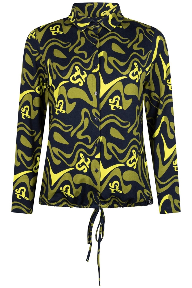 PIA PRINTED VISCOSE BLOUSE 234 0008/0074 NAVY OLIVE