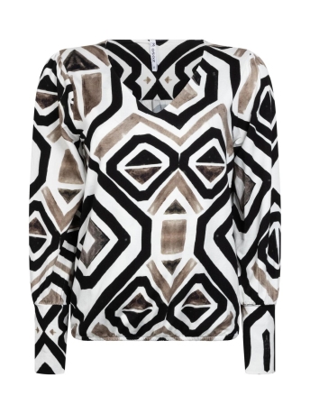 Zoso Blouse DENISE PRINTED VISCOSE BLOUSE 234 0005/0009 OFFWHITE TAUPE