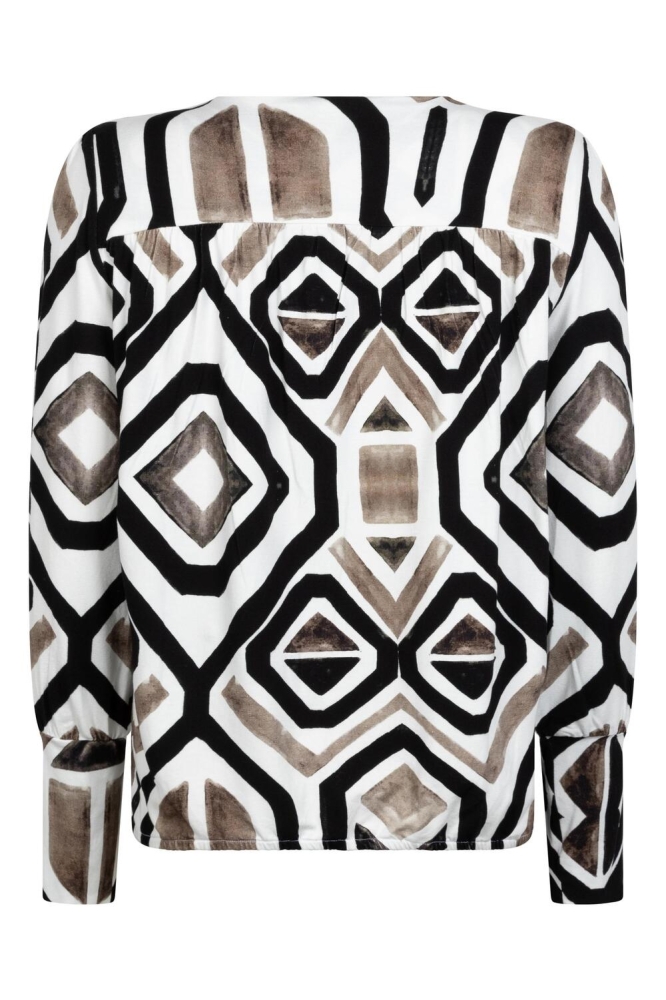 DENISE PRINTED VISCOSE BLOUSE 234 0005/0009 OFFWHTIE TAUPE