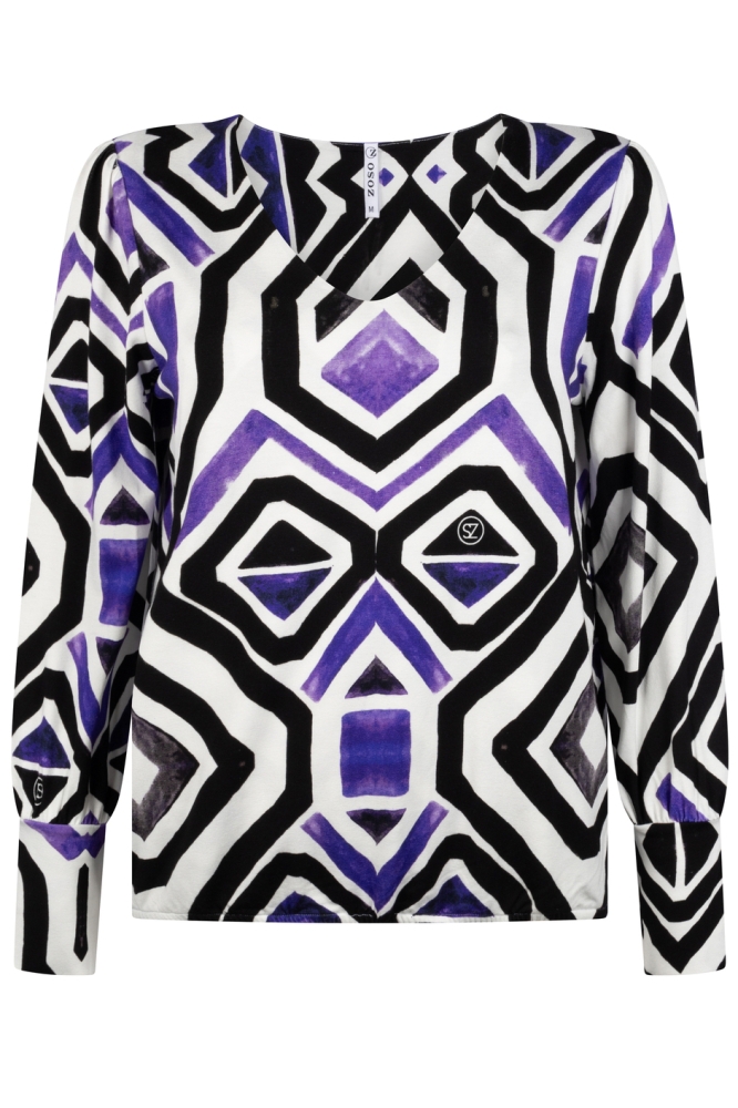 DENISE PRINTED VISCOSE BLOUSE 234 0005/0009 OFFWHITE PURPLE