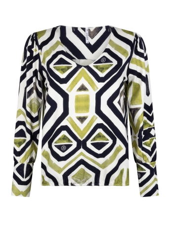 Zoso Blouse DENISE PRINTED VISCOSE BLOUSE 234 0005 0074 OFFWHITE OLIVE