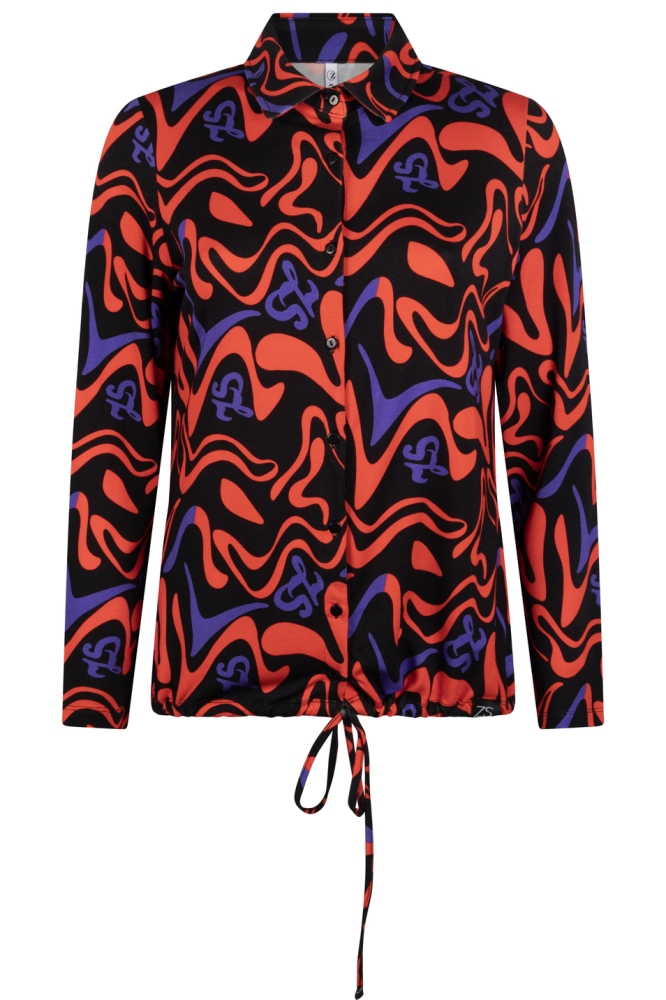 PIA PRINTED VISCOSE BLOUSE 234 0000/0800 BLACK ORANGE