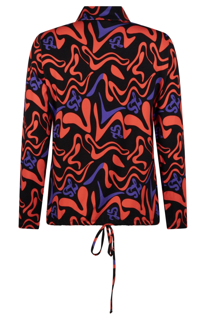 PIA PRINTED VISCOSE BLOUSE 234 0000/0800 BLACK ORANGE