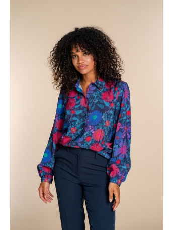 Geisha Blouse BLOUSE MET PRINT 33936 20 Cobalt/Pink combi
