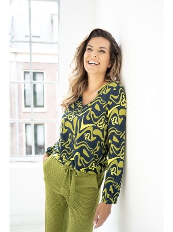Zoso T-shirt SUGAR PRINTED VISCOSE BLOUSE 234 0008-0074 NAVY OLIVE