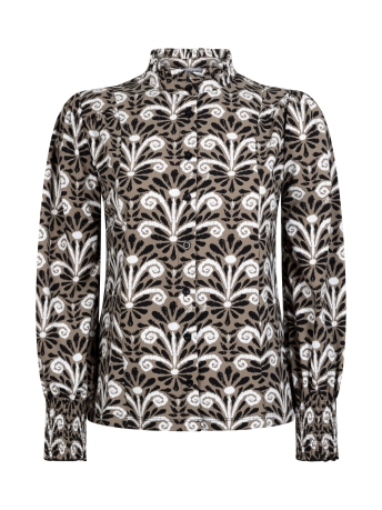 Zoso Blouse EDEN PRINTED TRAVEL BLOUSE 234 0009-0000 TAUPE BLACK
