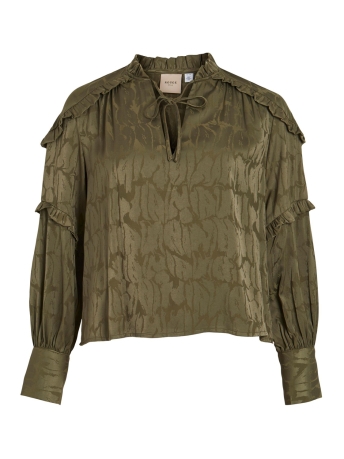 Rouge Vila Blouse VIMORA LS DETAIL TOP 14090906 BURNT OLIVE