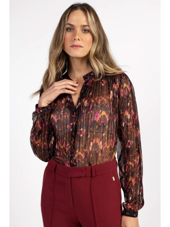 Aaiko Blouse ZOYA GLITTER IKAT VIS 510 192118 MERLOT