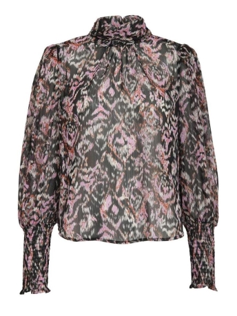 Peppercorn Blouse REGITZE HIGH NECK LONG SL PC7537 9000P BLACK PRINT
