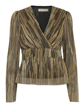 Peppercorn Blouse RENEE LONG SLEEVE WRAP B PC7519 9940MET GOLD METALLIC