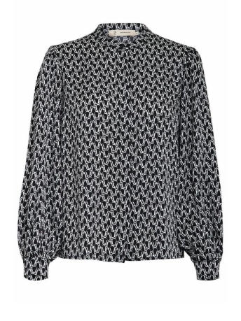 Peppercorn Blouse ROBIN PARKER STAND COLLAR PC7556 9000P BLACK PRINT