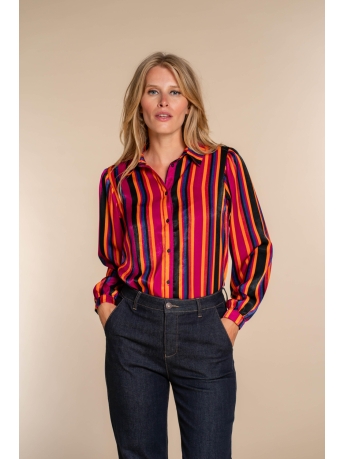Geisha Blouse BLOUSE MET STREPEN 33945 20 Black/Pink combi