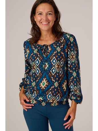 FOS Amsterdam Blouse VICKEY IKAT PAREL 6749 400 KOBALT