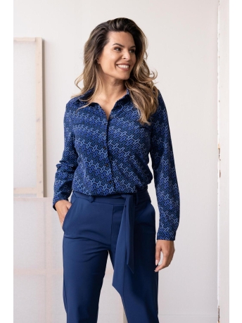 Zoso Blouse MABEL PRINTED TRAVEL BLOUSE 235 0141 BLUE/BLACK