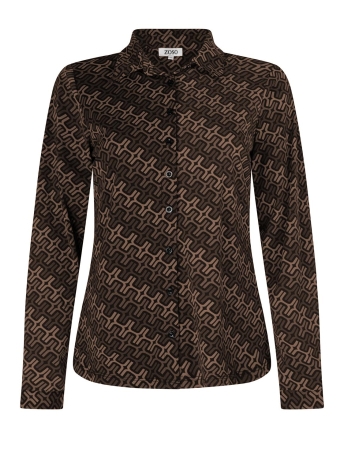 Zoso Blouse MABEL PRINTED TRAVEL BLOUSE 235 0142 BROWN/BLACK
