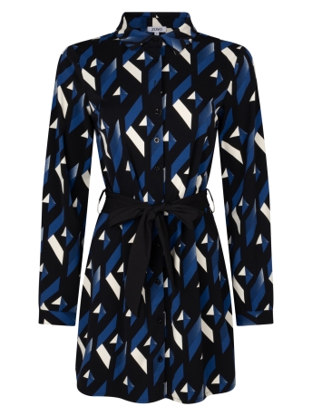 Zoso Blouse ANNA PRINTED TRAVEL LONG BLOUSE 235 0141 BLUE/BLACK