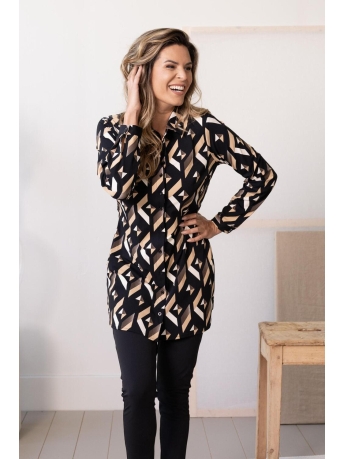 Zoso Blouse ANNA PRINTED TRAVEL LONG BLOUSE 235 0142 BROWN/BLACK