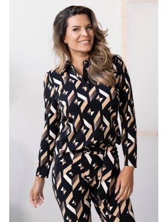 Zoso Blouse EVI PRINTED TRAVEL BLOUSE 235 0142 BROWN/BLACK