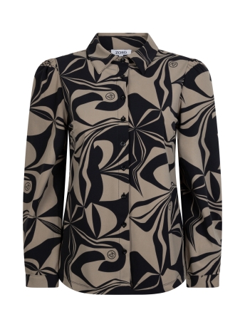 Zoso Blouse GEA PRINTED TRAVEL BLOUSE 234 0009/0000 TAUPE BLACK